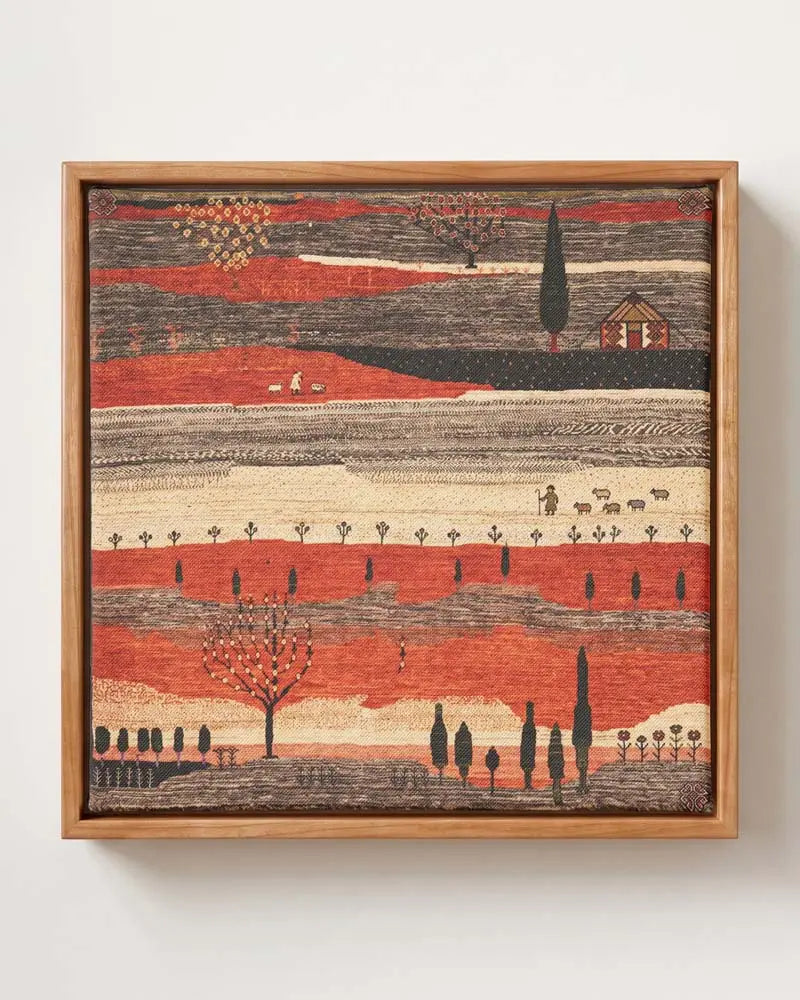 Crimson Countryside canvas print in a solid pine floating frame, shown as an example of wall art sizing
