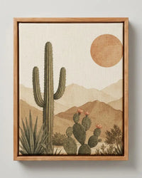 Desert Cactus Canvas Print  |Pine Floating Frame | Wall Art