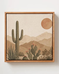 Desert Cactus Canvas Print  |Pine Floating Frame | Wall Art