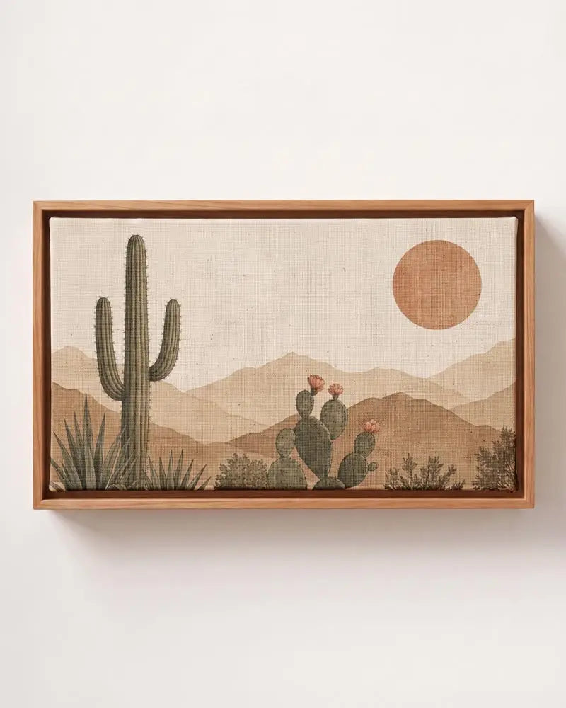 Desert Cactus Canvas Print  |Pine Floating Frame | Wall Art