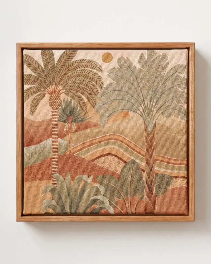 Desert Oasis Canvas in Solid Pine Floating Frame