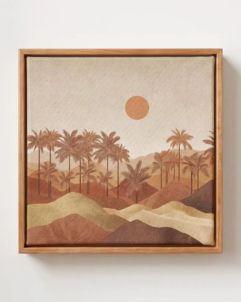 Desert Oasis Canvas Print  Pine Floating Frame  Square Wall Art
