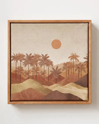 Desert Oasis Canvas Print  Pine Floating Frame  Square Wall Art