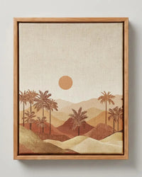 Desert Oasis Canvas Print  Pine Floating Frame  Square Wall Art