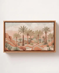 Desert Oasis Landscape Canvas Print | Pine Floating Frame | Wall Art