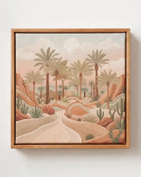 Desert Oasis Landscape Canvas Print | Pine Floating Frame | Wall Art