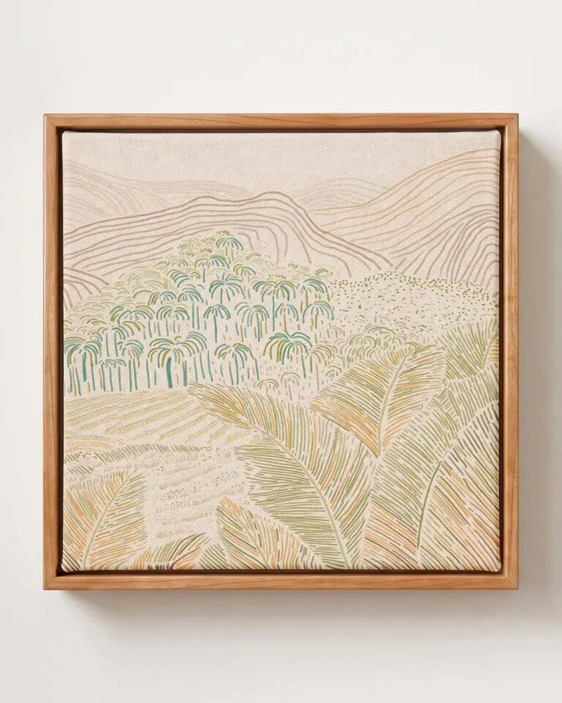 Desert Palms Canvas in Solid Pine Floating Frame