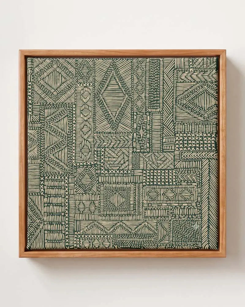 Emerald Weave Canvas in Solid Pine Floating Frame