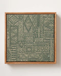Emerald Weave Canvas in Solid Pine Floating Frame