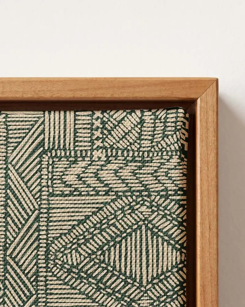 Emerald Weave Canvas in Solid Pine Floating Frame