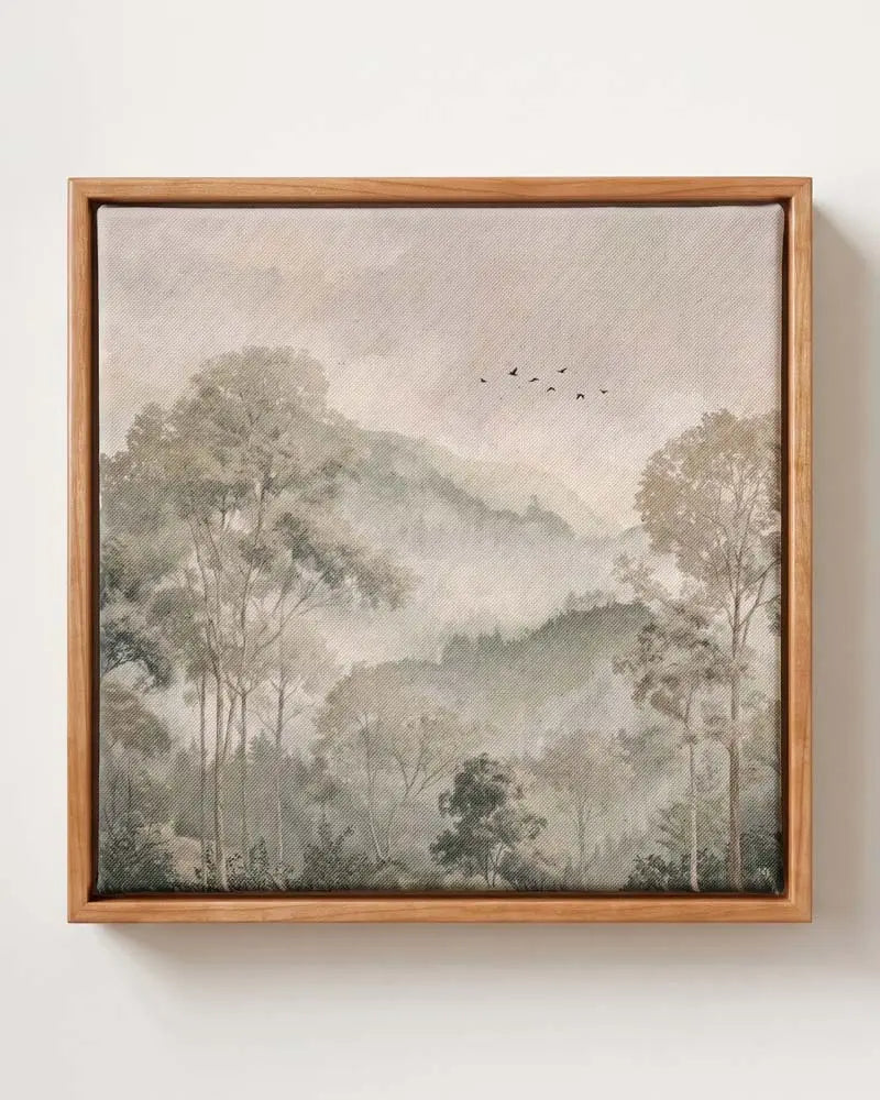 Palm Serenity Canvas in Solid Pine Floating Frame