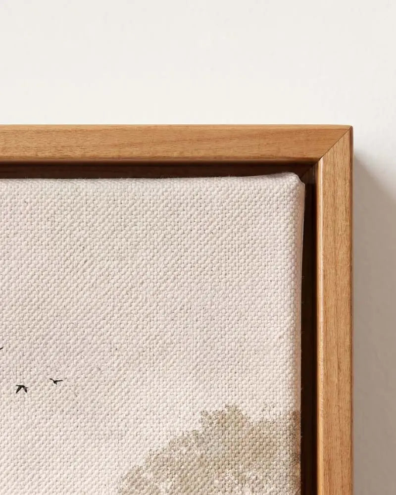 Palm Serenity Canvas in Solid Pine Floating Frame
