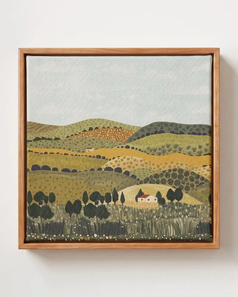 Tuscan Countryside Canvas Print | Pine Floating Frame | Wall Art