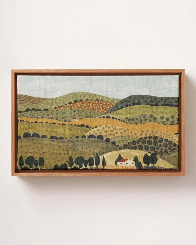 Tuscan Countryside Canvas Print | Pine Floating Frame | Wall Art